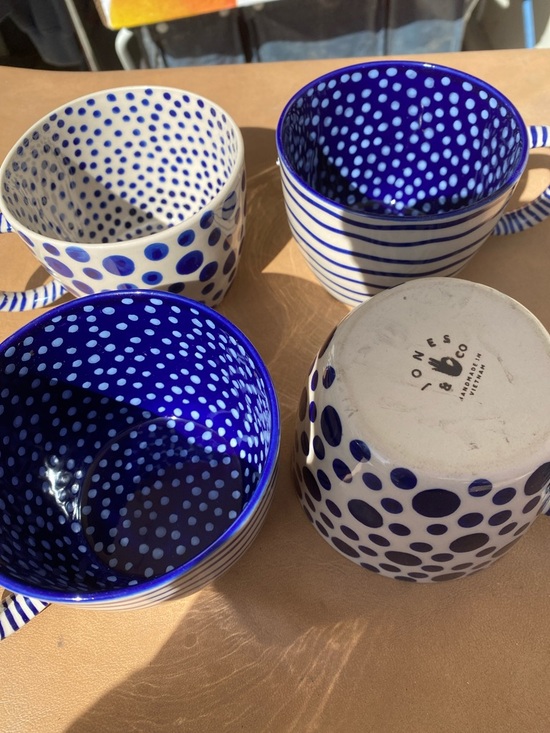 Jones & Co. Other - Jones & Co Blue Polka Dot Ceramic Mug - Blue